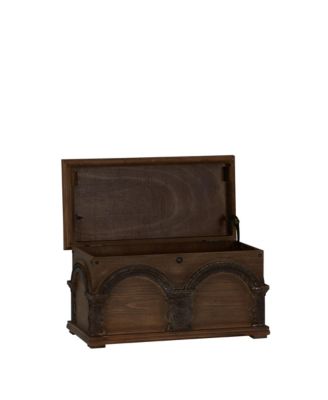 Small Wooden Arch Storage Trunk, Stained Wood with Decorative Arches, Brown