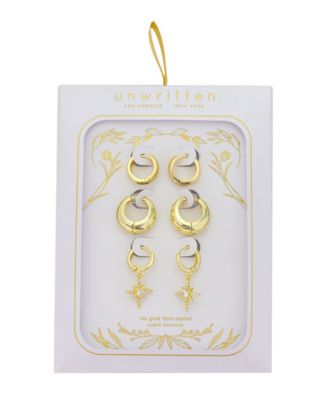 Cubic Zirconia Endless Hoop, Cubic Zirconia Stars Endless Hoop Cubic Zirconia Stars Clutch Hoop 3Pair Set