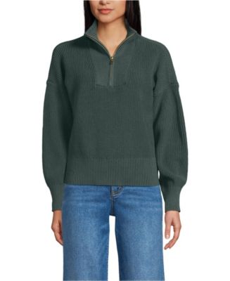 ノースリーブ Lands' End Women's Drifter Shaker Wedge Quarter Zip Sweater - Macy's