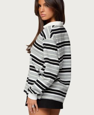 Women's Renya Striped Long Sleeve Polo Top