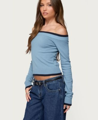 Women's Kezzie Contrast Off Shoulder Knit Top