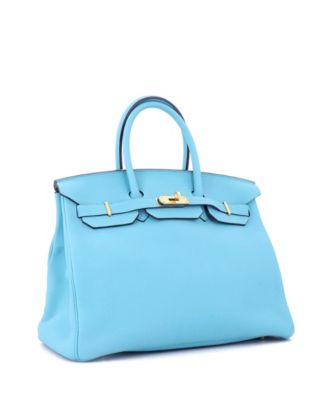 Birkin 35 Handbag Blue Togo with Gold Hardware
