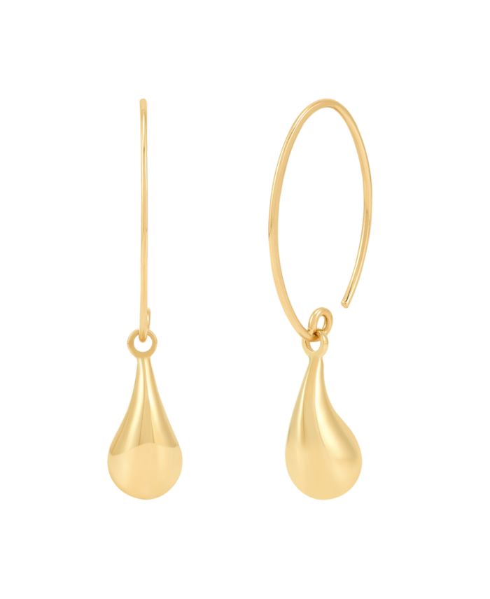 Polished Teardrop Dangle Earrings in 10k Yellow Gold
