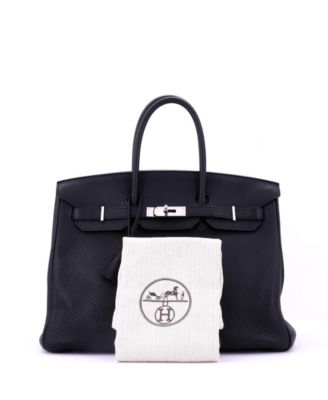 Birkin 35 Handbag Black Clemence with Palladium Hardware