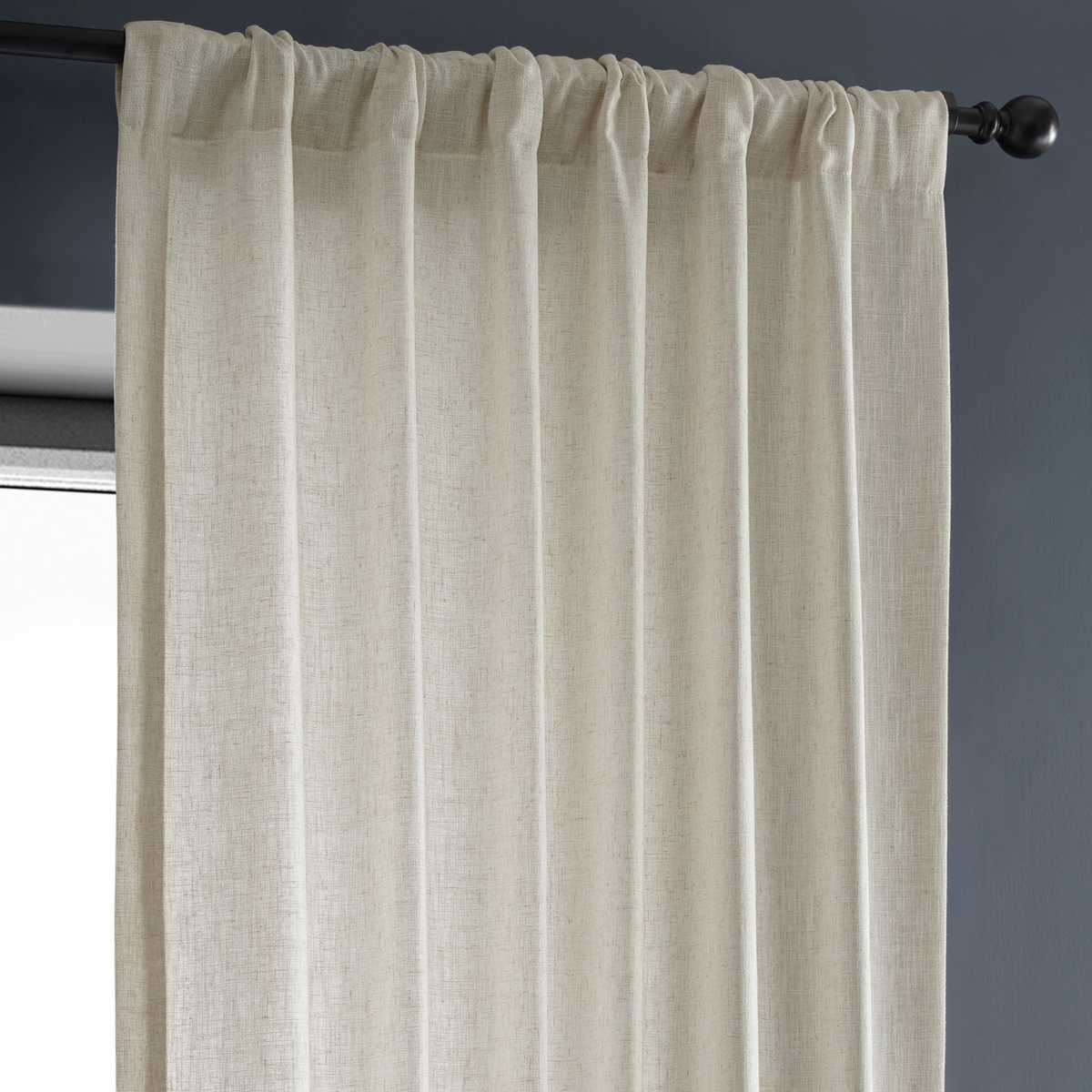 Half Price Drapes Malted Cream Heavy Faux Linen Curtain