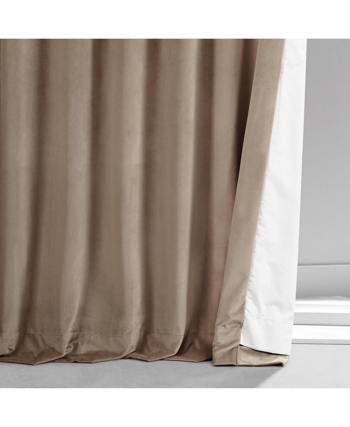Half Price Drapes Pashmina Taupe Signature Plush Velvet Hotel Blackout Curtain