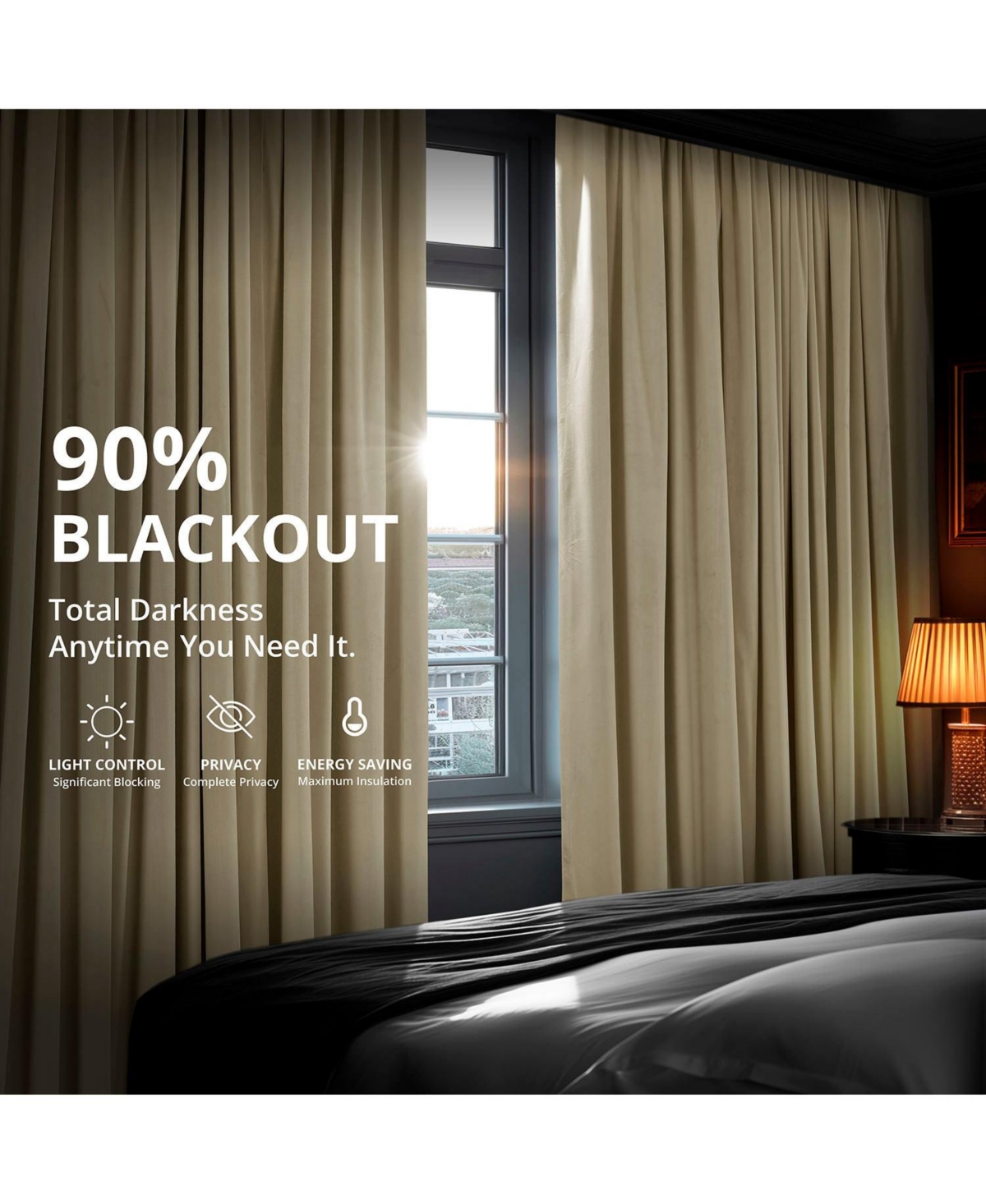 Half Price Drapes Neutral Ground Grommet Signature Velvet Blackout Curtain