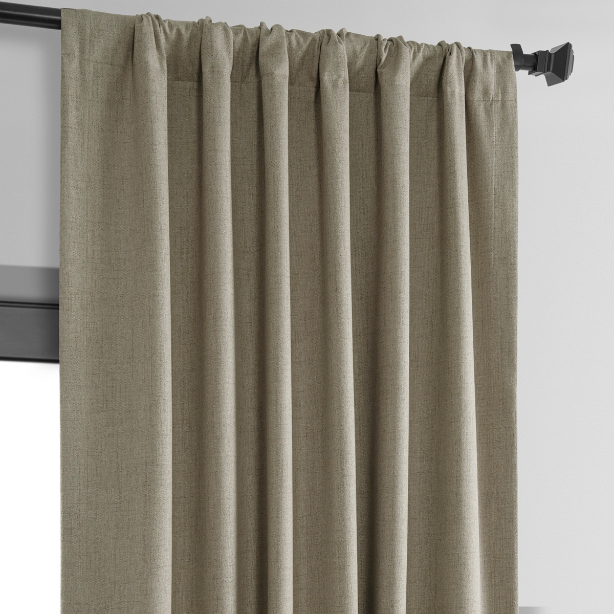 Half Price Drapes Warm Taupe Thermal Cross Linen Weave Blackout Curtain