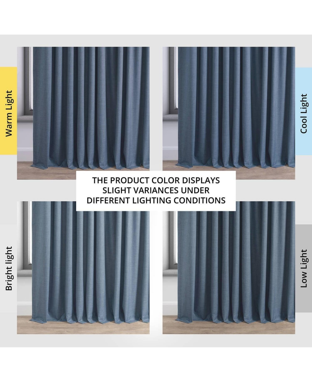 Half Price Drapes Dark Blue Extra Wide Performance Linen Hotel Blackout Curtain