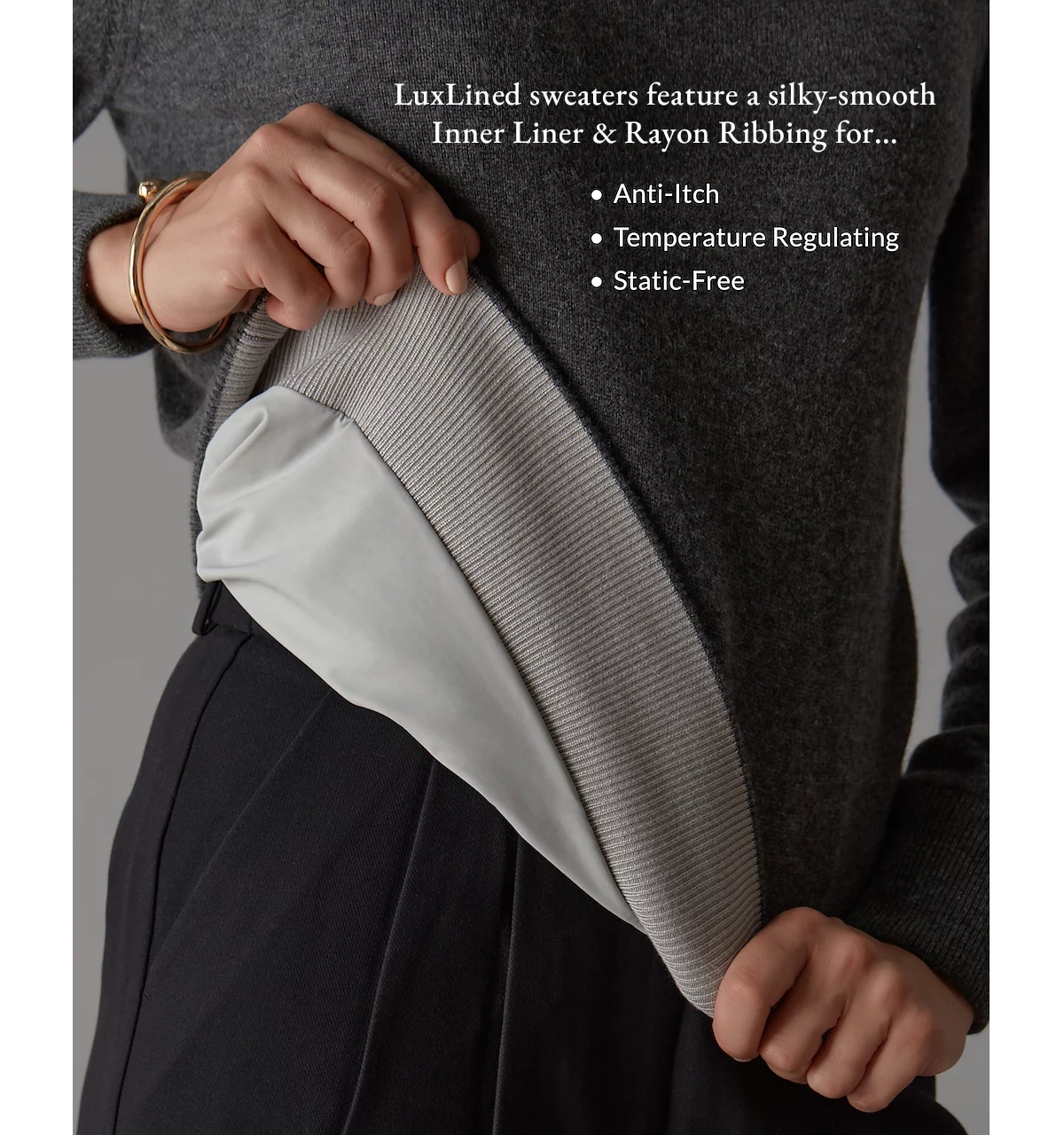 LuxLined Men's Itch-Free Merino Wool Striped Crewneck Sweater with Soft Inner Lining