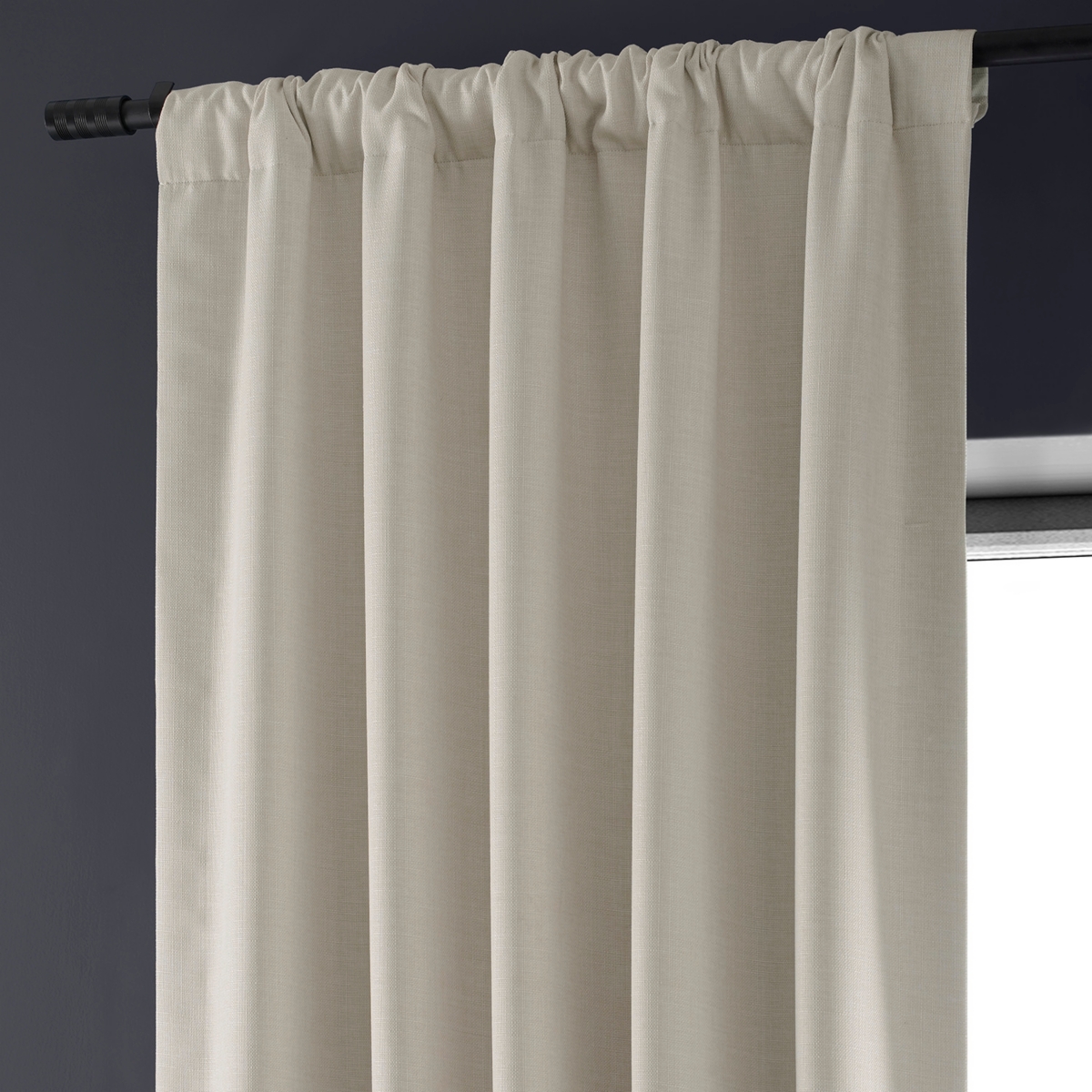 Half Price Drapes Caravan Beige Faux Linen Hotel Blackout Curtain