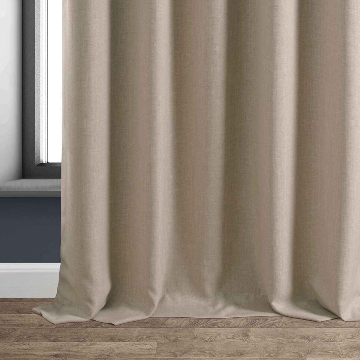 Half Price Drapes Safari Tan Faux Linen Hotel Blackout Curtain