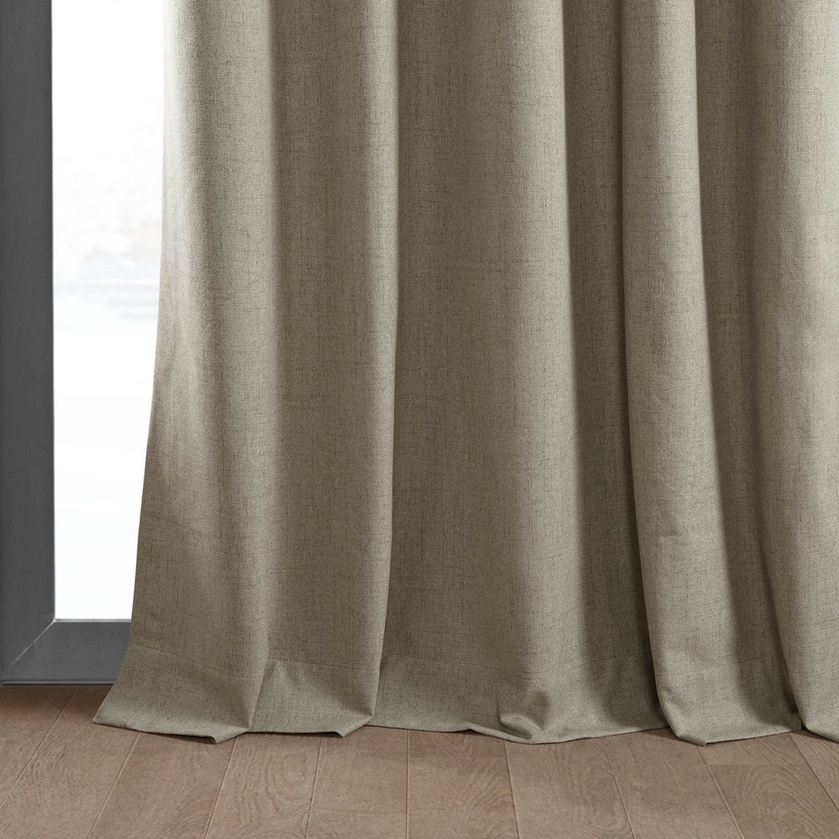 Half Price Drapes Warm Taupe Thermal Cross Linen Weave Blackout Curtain