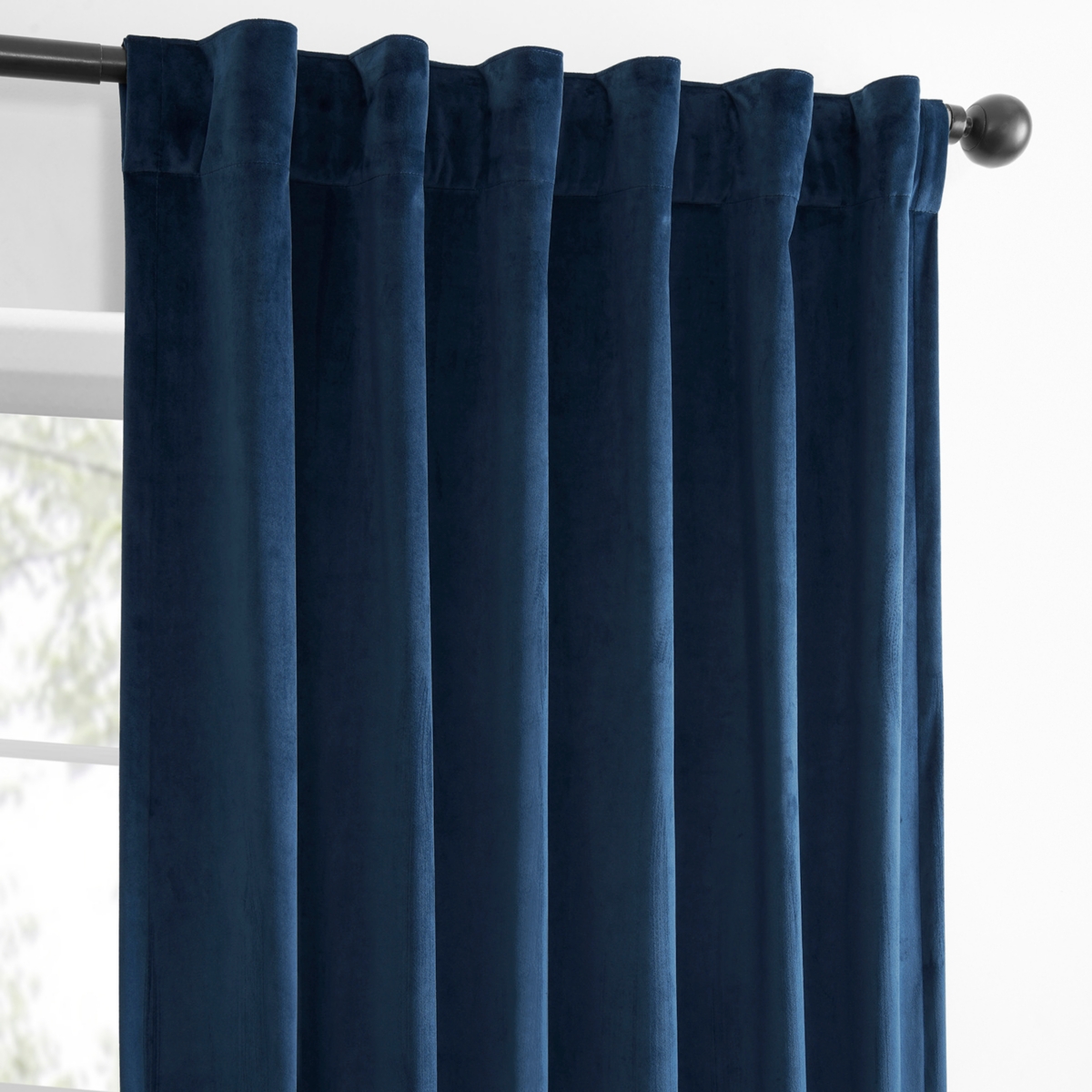 Half Price Drapes Deep Cobalt Blue Simply Velvet Room Darkening Curtain Pair (2 Panels