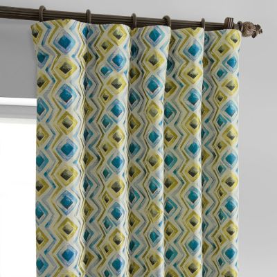 Geometric Faux Silk Jacquard Room Darkening Curtain