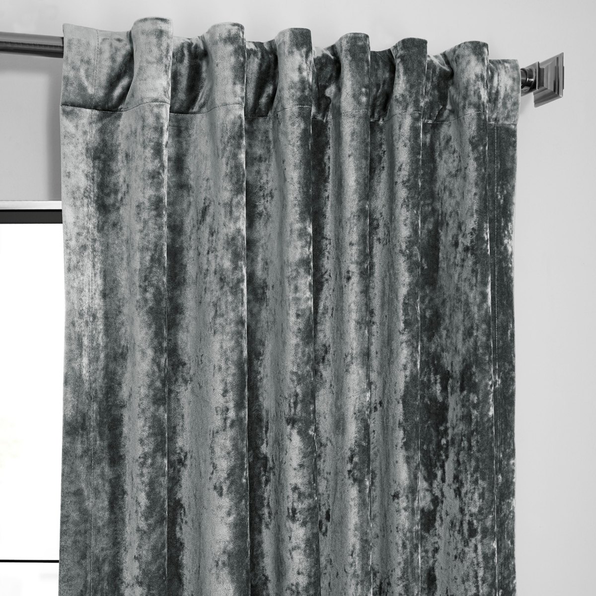 Half Price Drapes Stone Grey Lush Crush Velvet Room Darkening Curtain