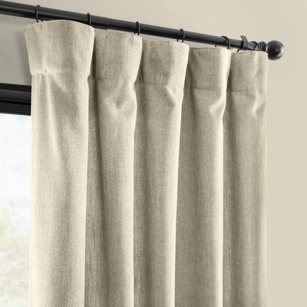 Half Price Drapes Light Beige Simply Faux Linen Light Filtering Curtain Pair (2 Panels