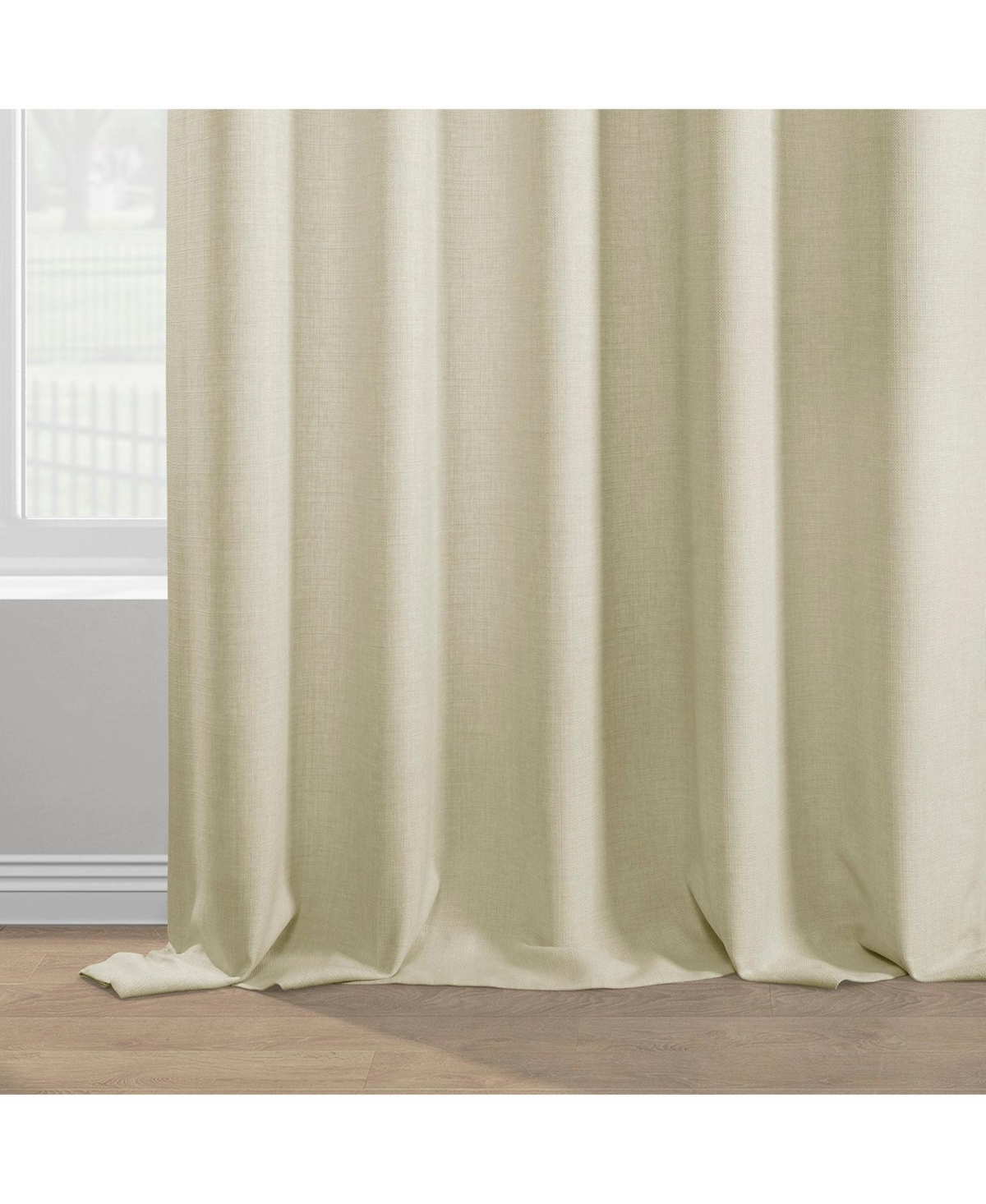 Half Price Drapes Gravity Ivory Italian Faux Linen Room Darkening Curtain