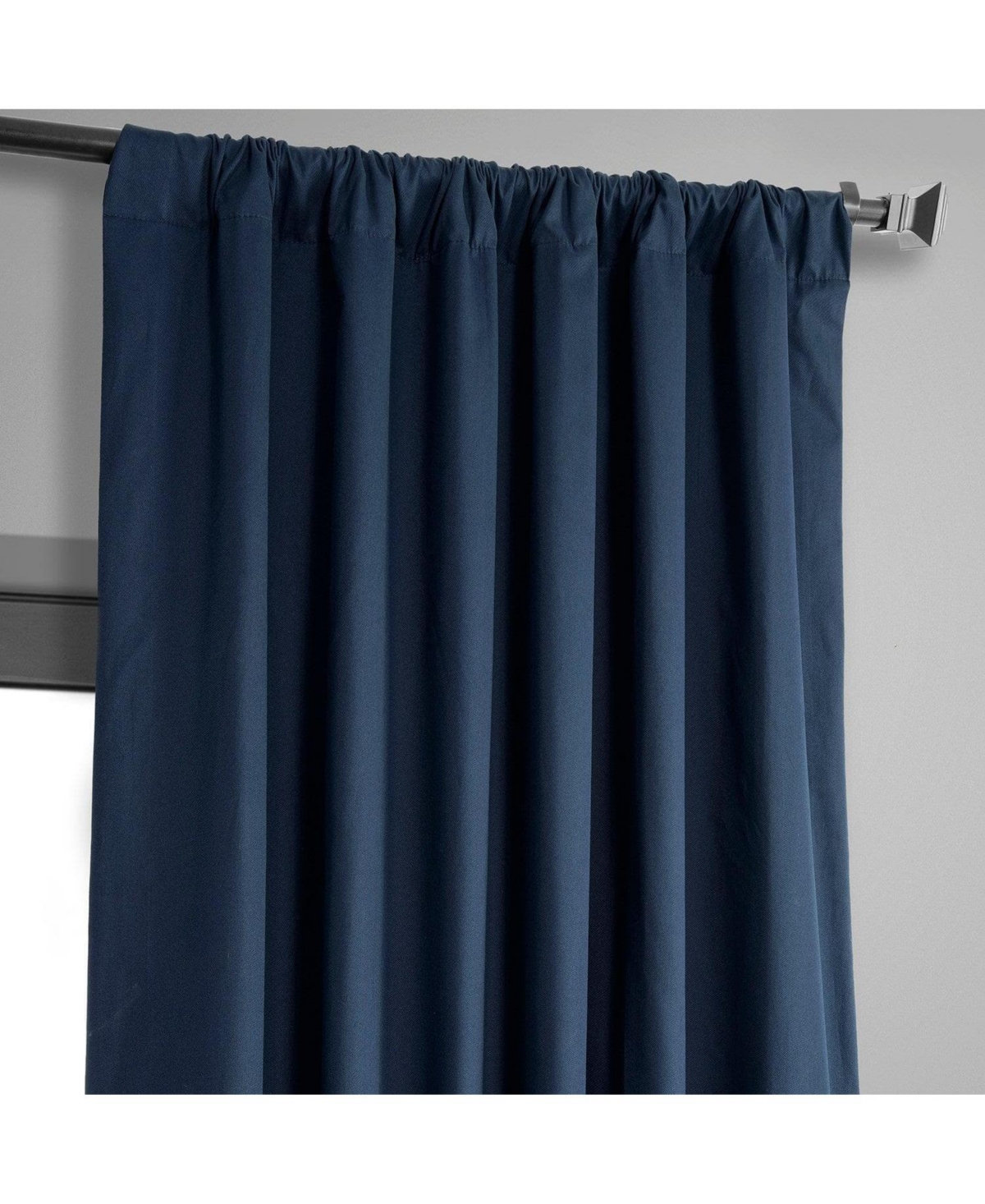 Half Price Drapes Dark Blue Solid Cotton Hotel Blackout Curtain