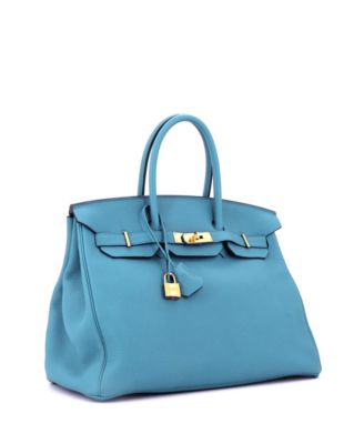 Birkin 35 Handbag Blue Togo with Gold Hardware