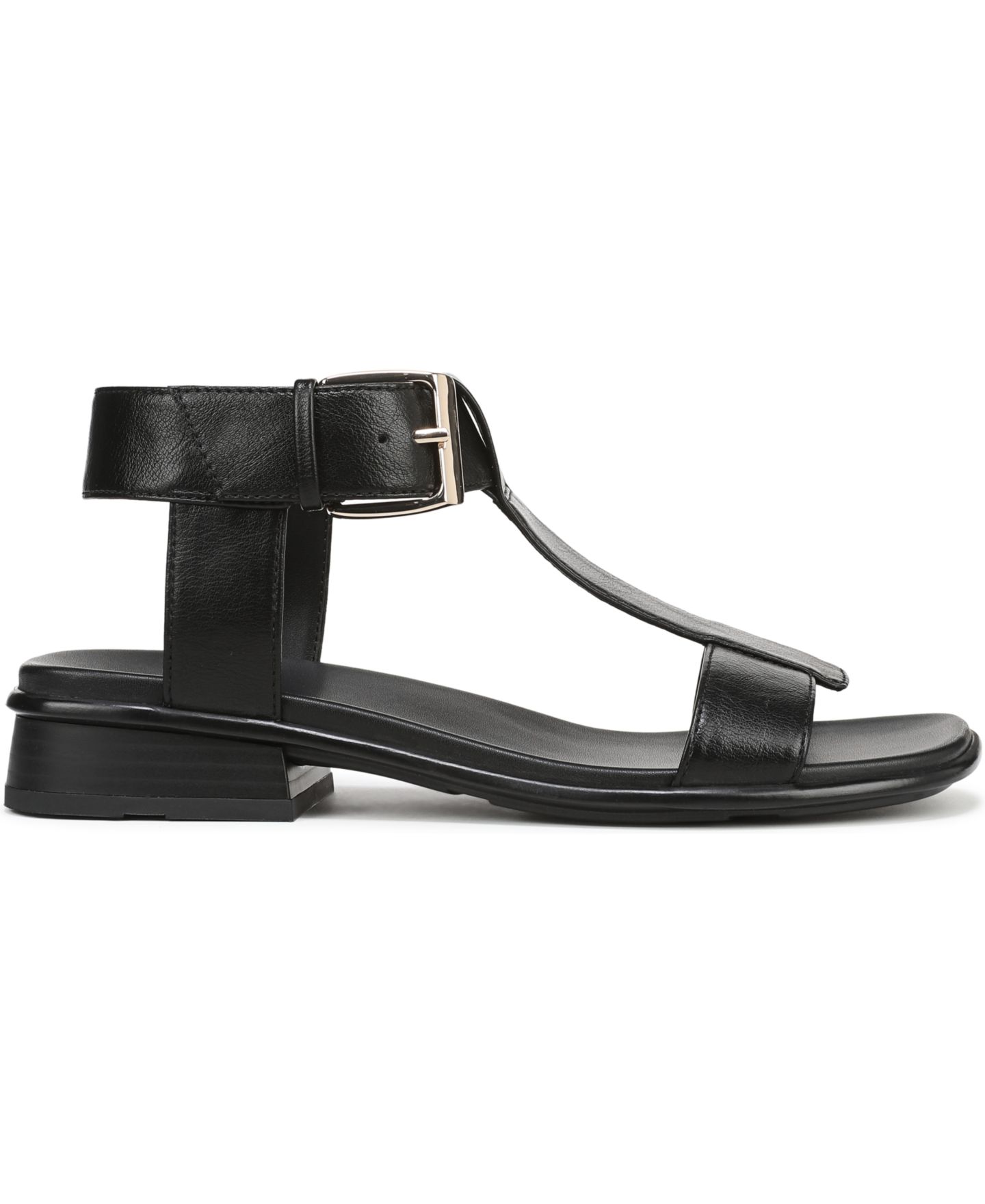 Женские сандалии Naturalizer Easton T-Strap Footbed, цвет: Чёрная искусственная кожа — фото 2