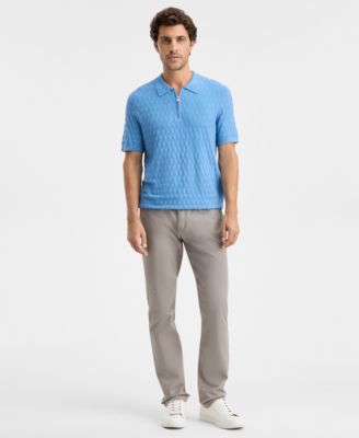 Men's Short-Sleeve Diamond Zip Polo Sweater, Macy's Exclusive