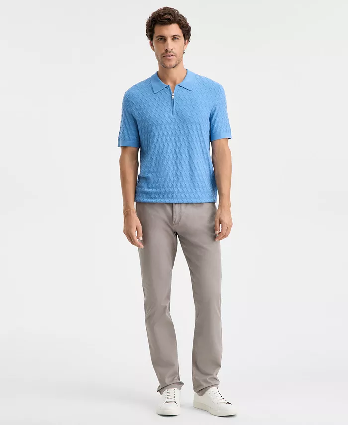 Men's Short-Sleeve Diamond Zip Polo Sweater - thumbnail 6