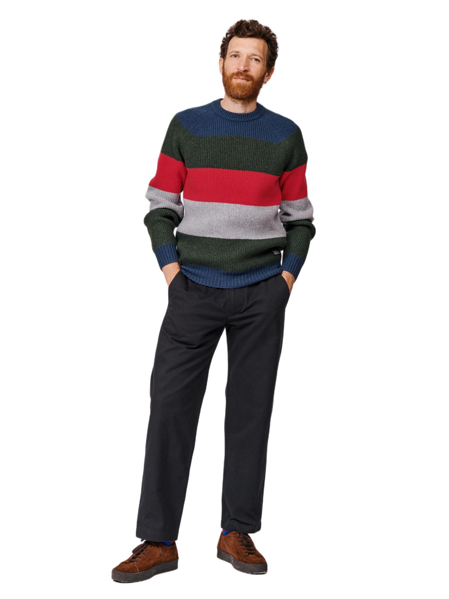 Мужской свитер Aubin Pitt Block Stripe Crew Neck, цвет: Полосатый — фото 3