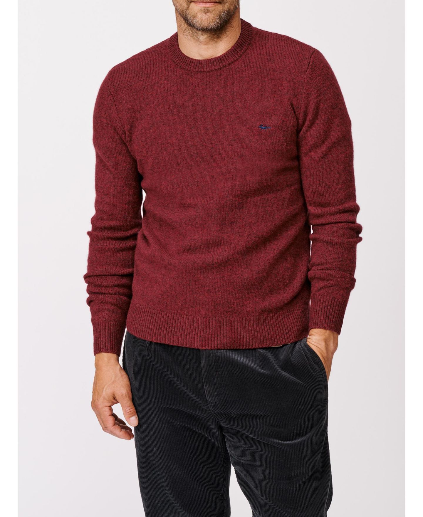 Мужской свитер Aubin Phillips Lambswool Crew Neck, цвет: Бордово-красный — фото 4