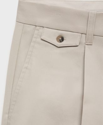 Men's Regular Fit Pleated Cotton Pants