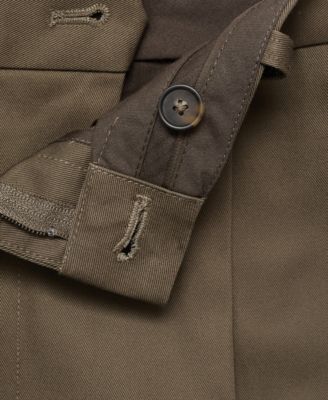 Men's Regular Fit Pleated Cotton Pants