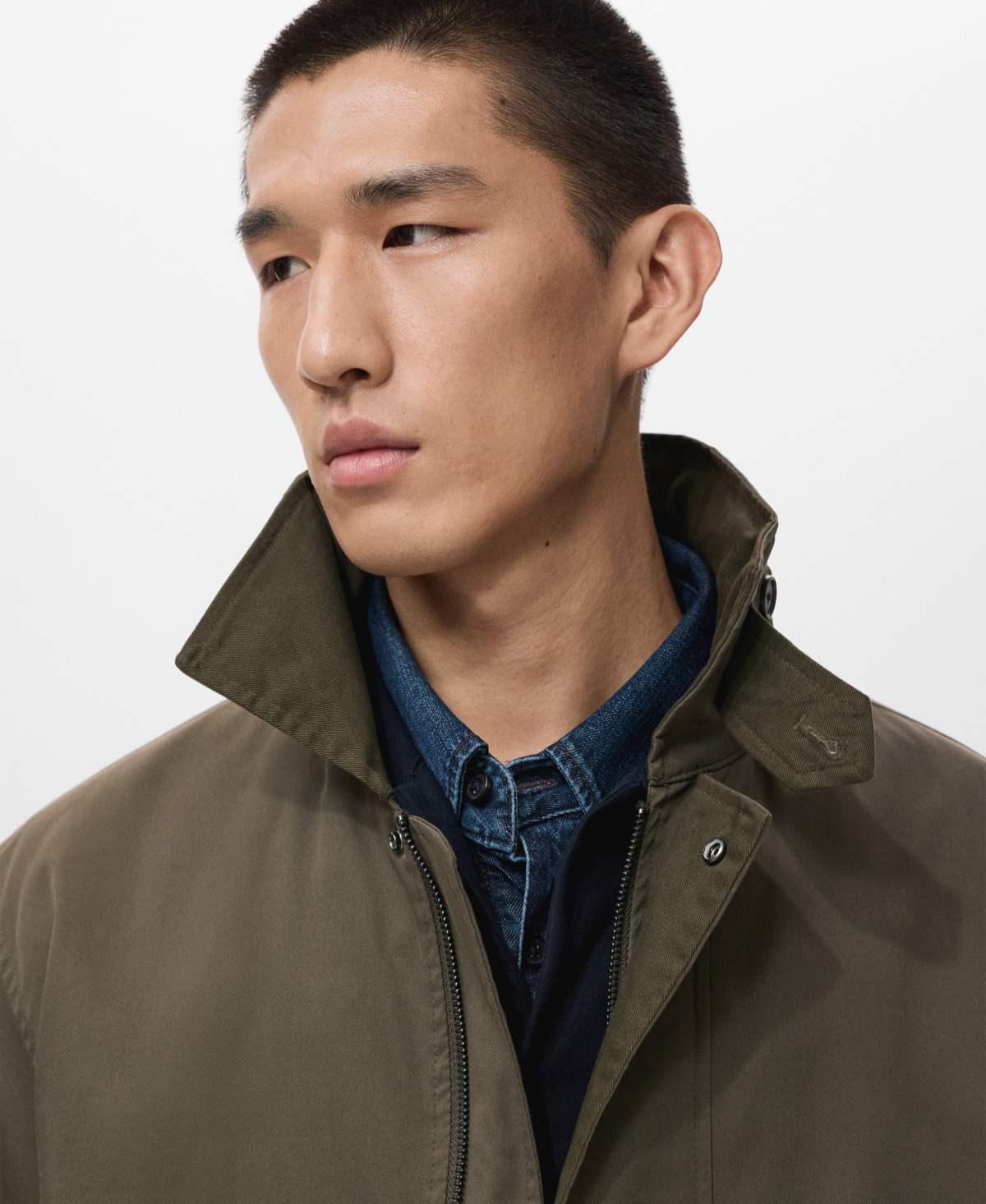 Mango Men's Pockets Water Repellent Cotton Parka