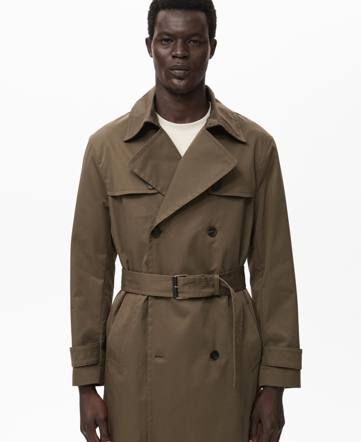 Mango Men's Water-Repellent Belted Trench Coat