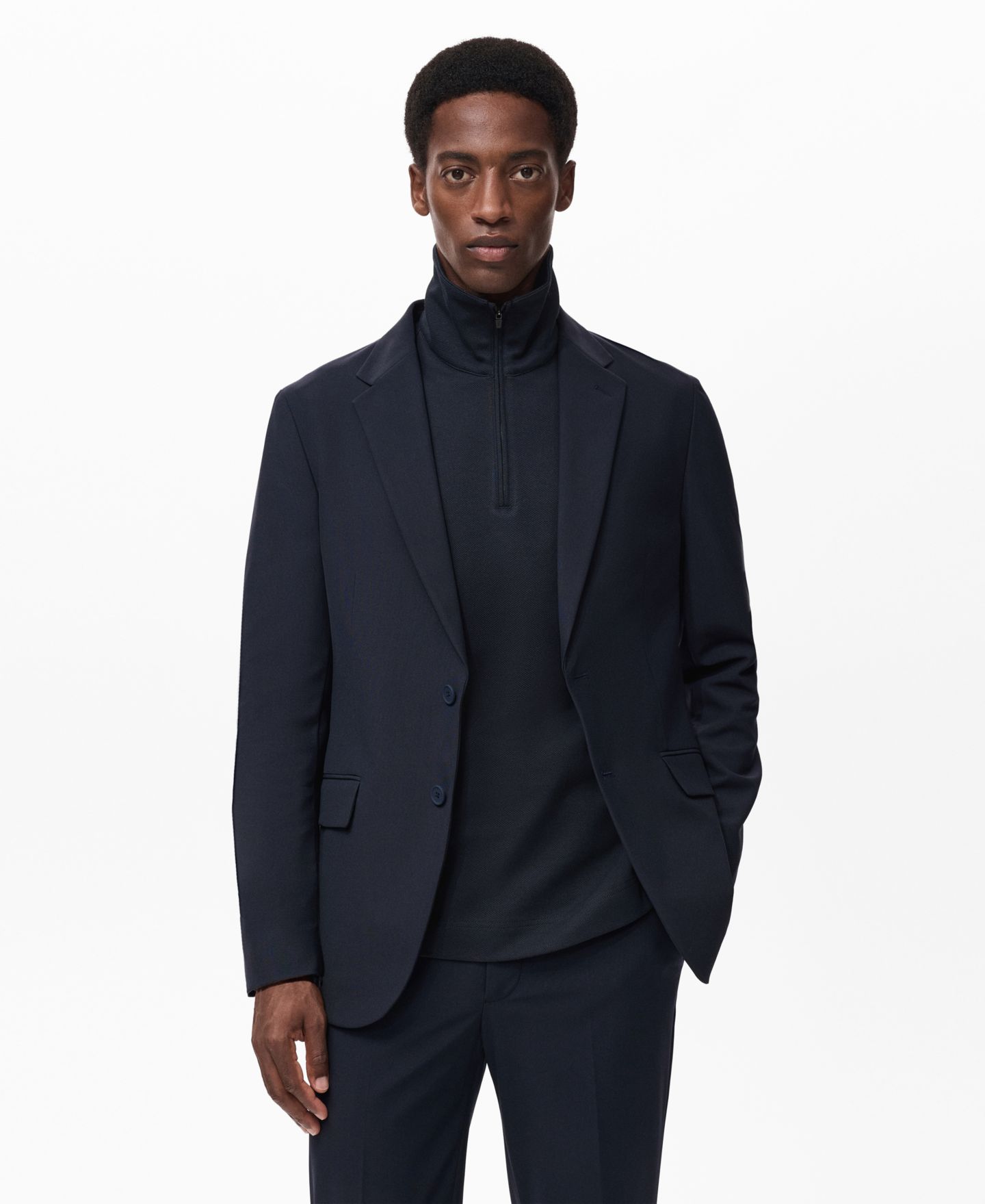 Мужской пиджак MANGO Zurich Slim Fit Thermolite Suit, цвет: Тёмно-синий — фото 1