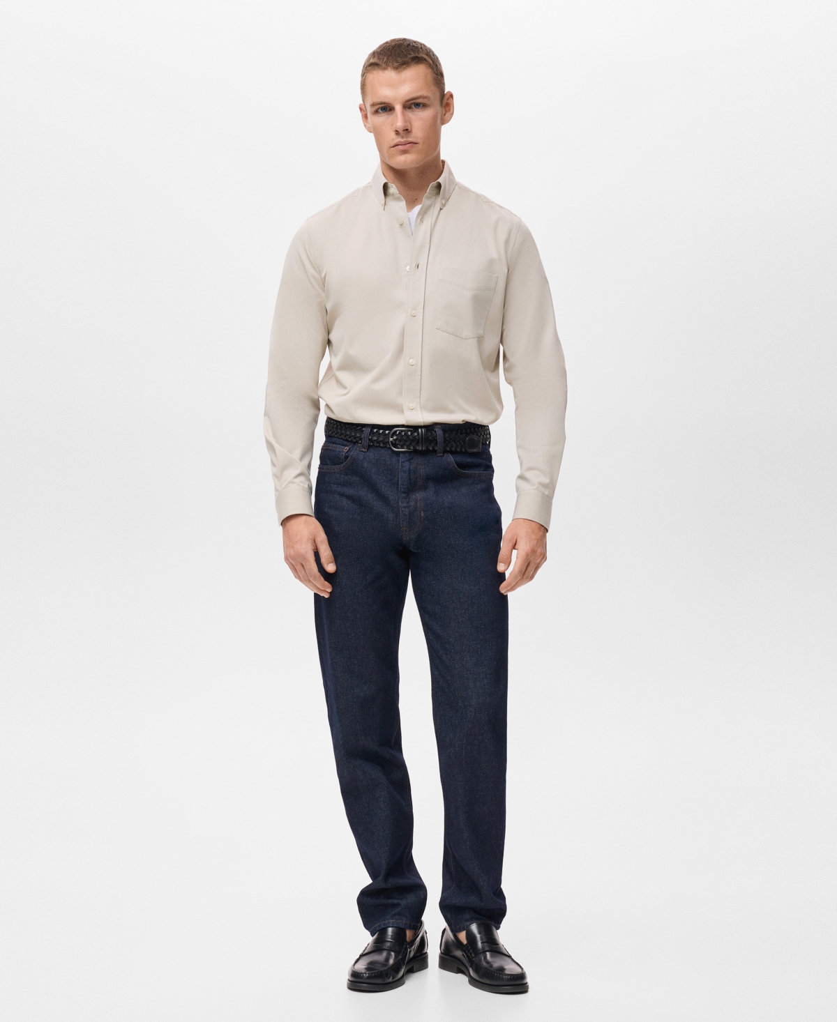 Mango Men's Cotton Regular Fit Pocket Shirt