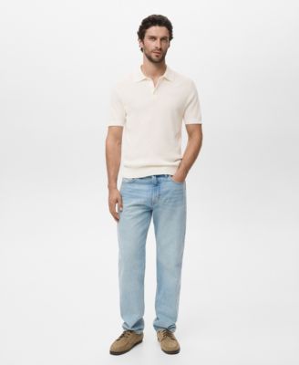 Men's Ribbed Knit Polo Shirt