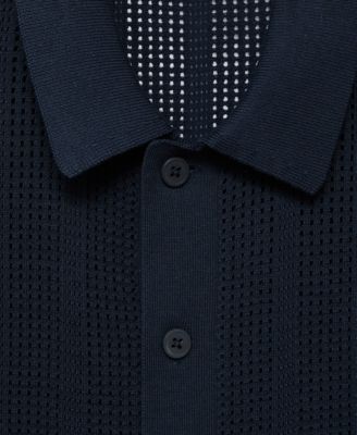Men's Striped Openwork Knitted Shirt