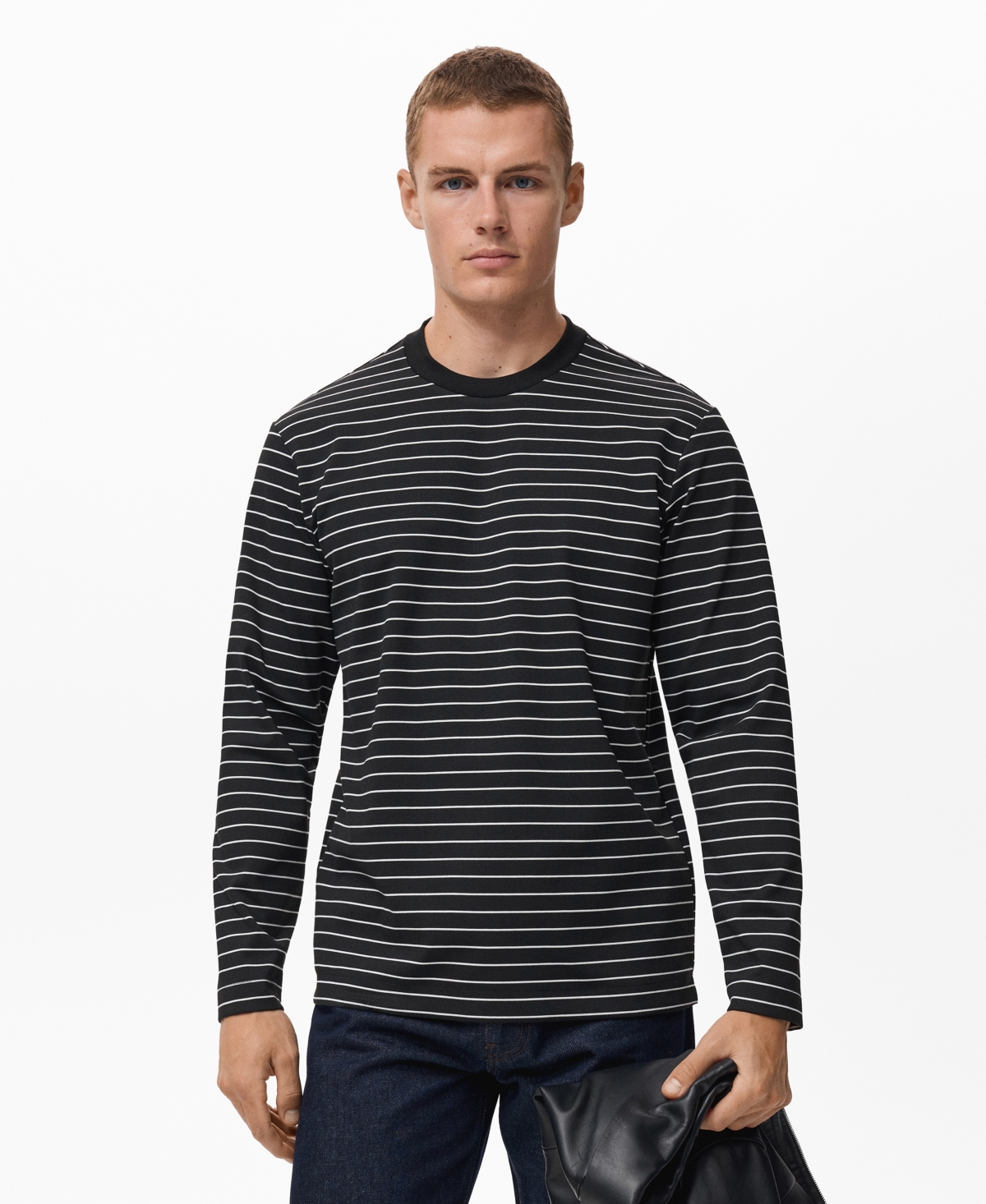 Mango Men's Striped Long Sleeves T-Shirt