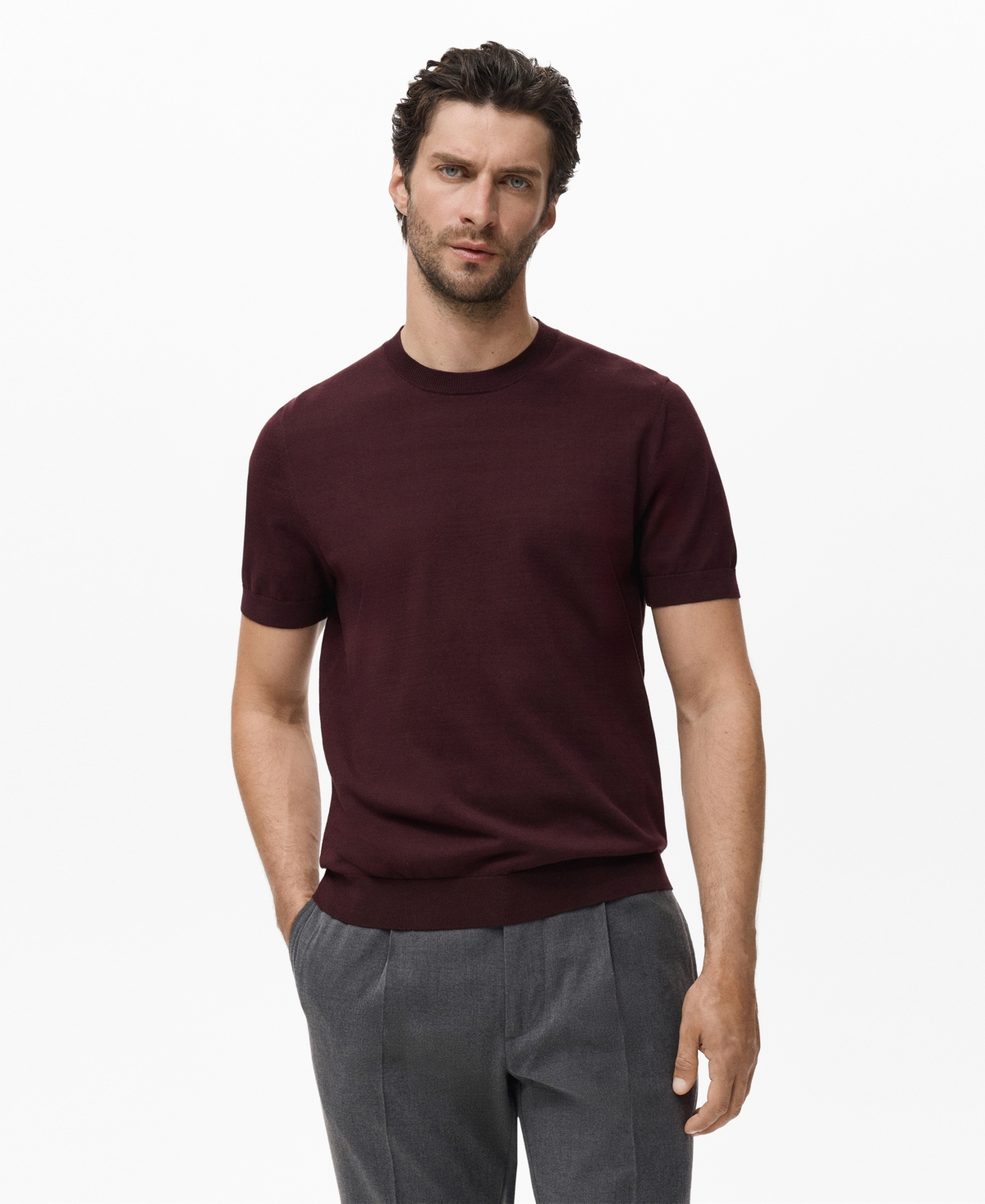 Mango Men's Cotton Fine-Knit T-Shirt