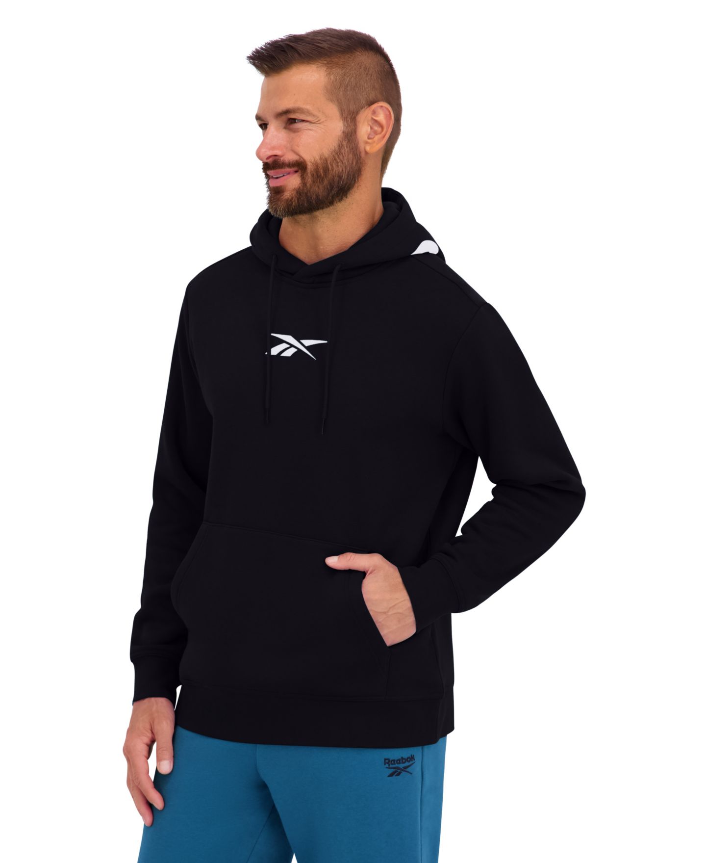 Мужское худи Reebok First Place Regular-Fit Long-Sleeve, цвет: Чёрный — фото 2