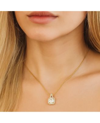 Elena Halo Pendant Necklace Gold & White Gold Plated