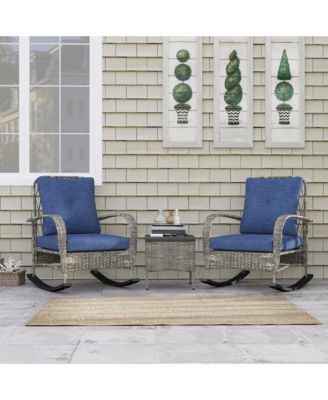 Patio Furniture Set, Rocking Chairs w/ Table, Cushion