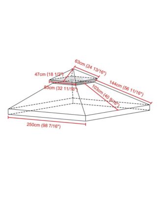 8x8Ft 2-Tier Gazebo Top Replacement UV30+ for Dual Tier Outdoor Patio Canopy Cover Party Yard Garden Navy Blue