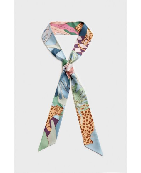 Женский шарф Jessie Zhao New York Silk Skinny Scarf Indoor Forest, цвет: Синий
