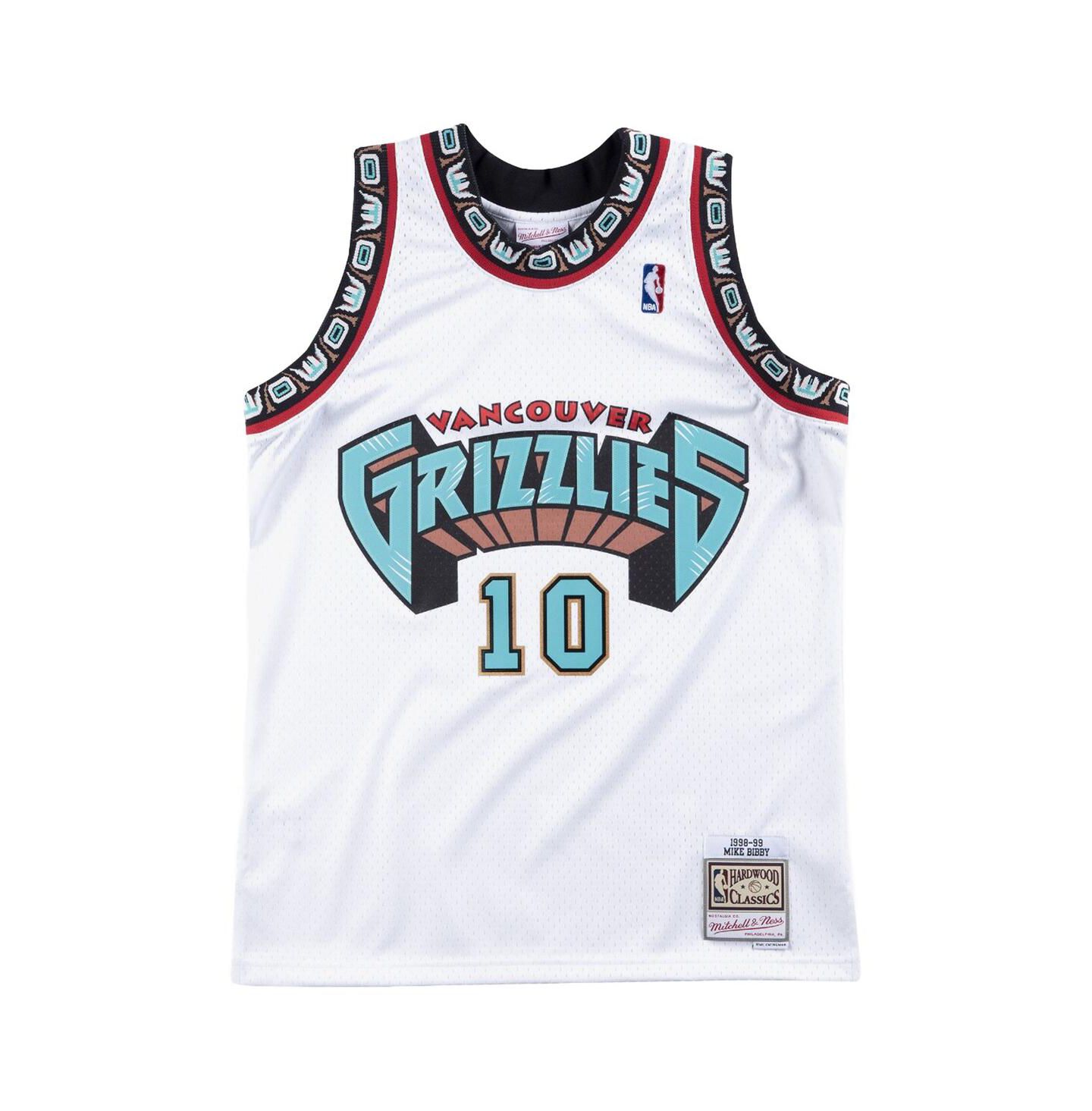Мужской топ Mitchell & Ness Mitchell Ness Mike Bibby White Vancouver Grizzlies 1998/99 Hardwood Classics Swingman Jersey — фото 2