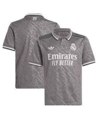 adidas - Big Boys and Girls  Originals Charcoal Real Madrid 2024/25 Third Replica Jersey