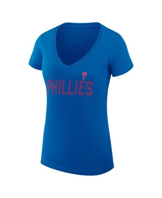 Women's Royal Philadelphia Phillies Super-Slim Fit Lightweight Dot Print V-Neck T-Shirt