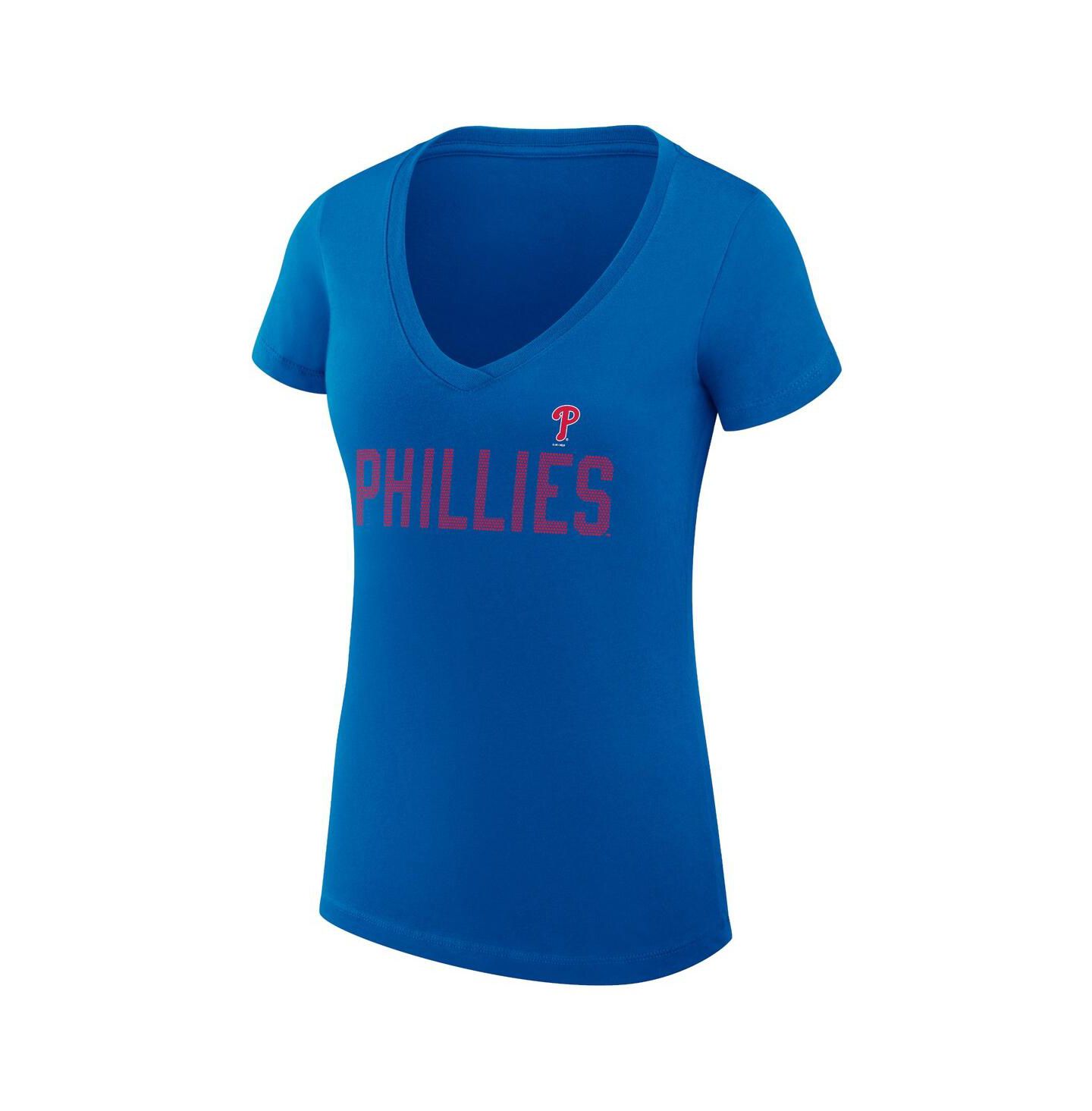 Женская футболка G-III 4Her by Carl Banks Royal Philadelphia Phillies Super-Slim Fit Lightweight Dot Print V-Neck — фото 2