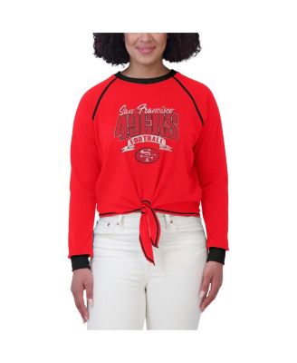 Women's Scarlet/Black San Francisco 49ers Tie-Front Long Sleeve Top