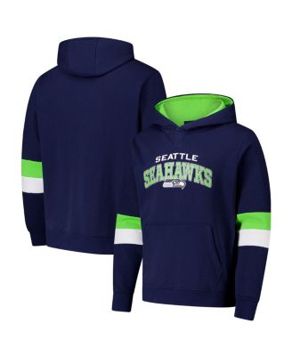 G-III Sports by Carl Banks - Men's College Navy/Neon Green Seattle Seahawks Adaptive Faceoff Pullover Hoodie